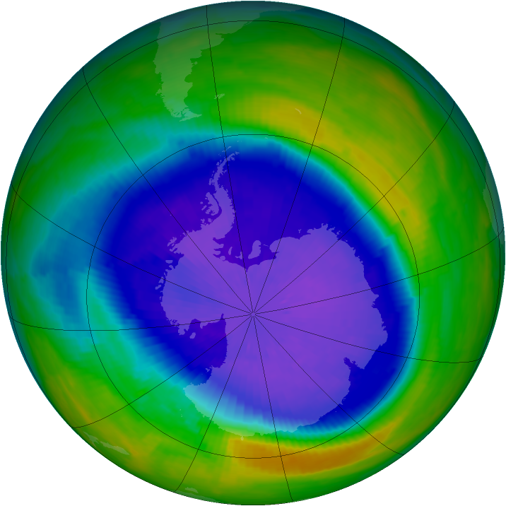 Antarctic ozone map for 24 September 1993